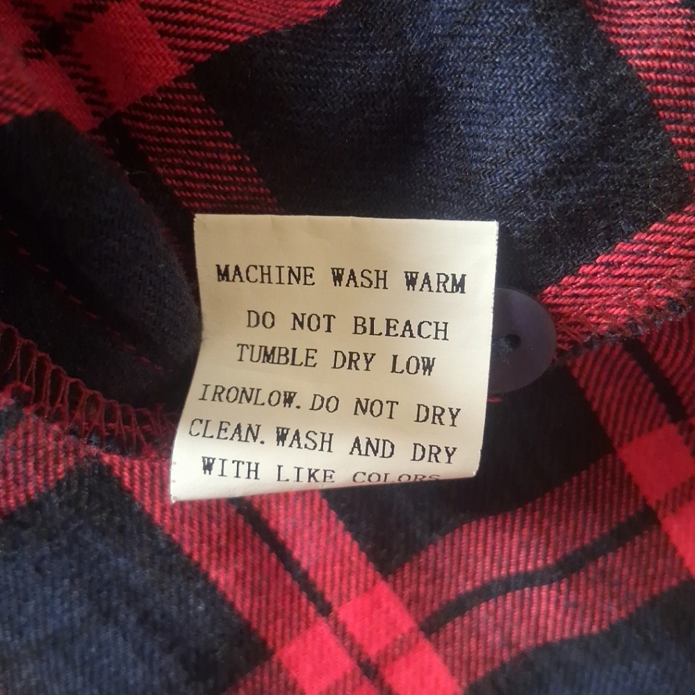 Jade Red Black Navy Plaid Flannel Dress Button Front Roll Tab Sleeve Small - Picture 14 of 14